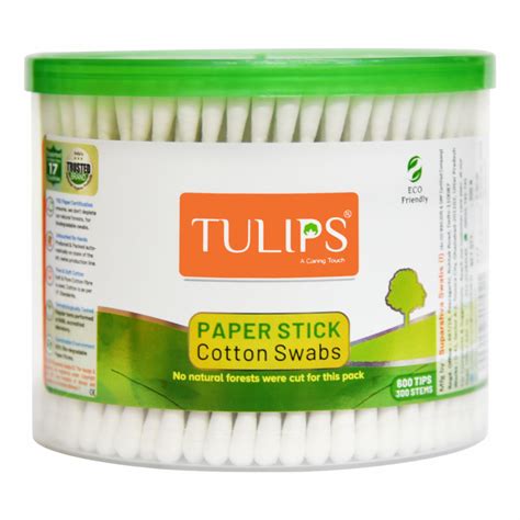 Buy Tulips Cotton Ear Buds/ Swabs with White Paper Stick Jar (300/ 600 ...