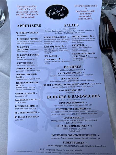 Menu at Ken Stewart's Grille steakhouse, Akron