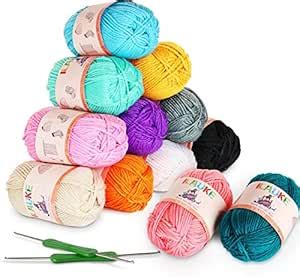 ilauke 12 Yarn Skeins Assorted Colors Bonbons 100% Acrylic Soft Worsted ...