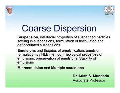 Coarse Dispersion-Dr. ASM - Coarse DispersionCoarse Dispersion ...