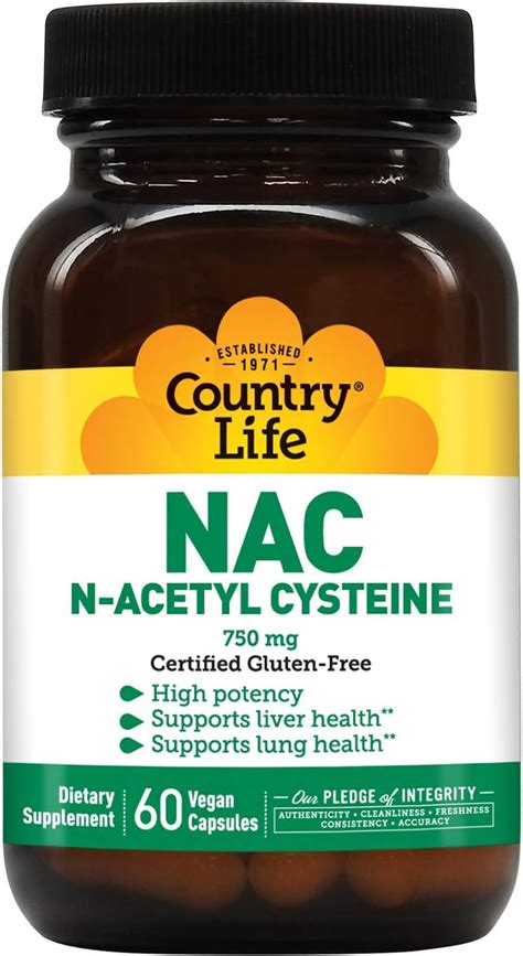 Buy Country Life - NAC N-Acetyl Cysteine, 750 mg - 60 Vegetarian ...