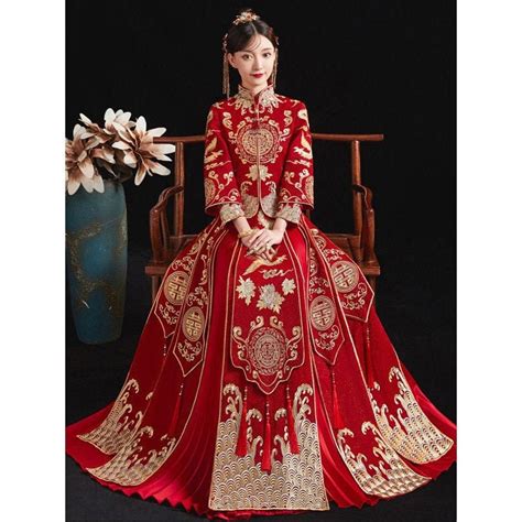 Traditional Chinese Bridal Red Wedding Xiuhe Dress 有凤来仪 - Etsy UK