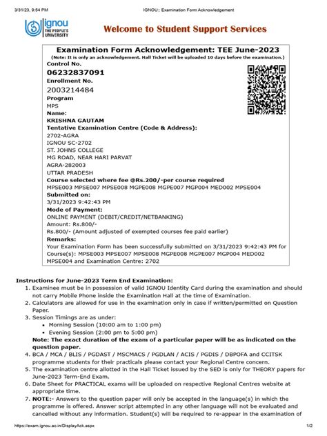 Image result for Ignou Assignment Acknowledgement Form