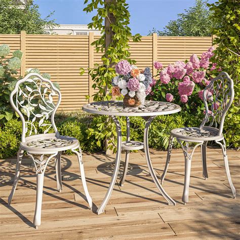Buy BELLEZE3 Piece Bistro Set, Aluminum Bistro Table Set Outdoor Bistro ...