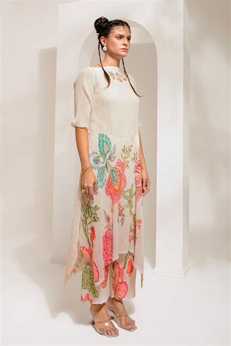Preeti Mehta - White Hp Tunic Set - Elahe