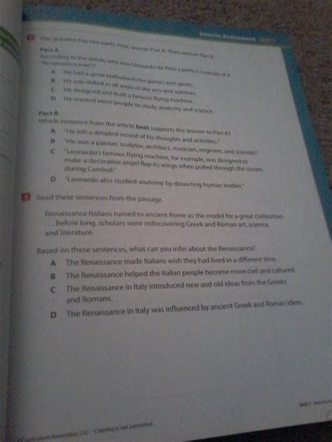 Part A Why was Leonardo da Vinci a perfect example of a" Renaissance ...