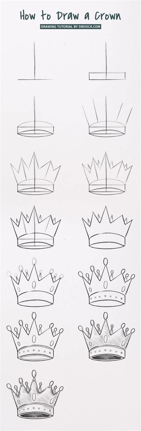 How to Draw a Crown (easy step by step) 👑