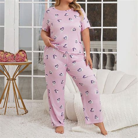HaoXianJian 2 Pack Womens Pajama Sets Short Sleeve with Long Pajama ...