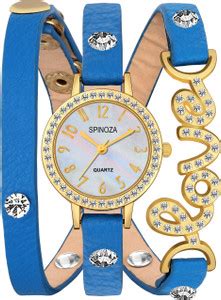 WANTON Blue leather strap unique design crystal studded love bracelet ...