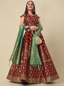 PURVAJA Self Design Semi Stitched Lehenga Choli - Buy PURVAJA Self ...
