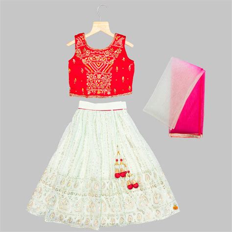 Buy Rani & Yellow Embroidered Girls Lehenga Choli – Mumkins