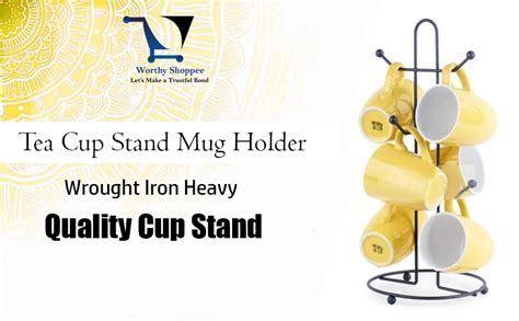Worthy Shoppee Tea Cup Stand Mug Holder Wrought Iron Heavy Quality Cup ...