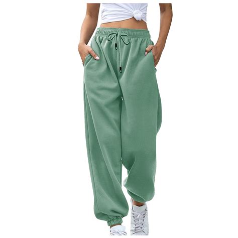 YDKZYMD Light Green Sweatpants Women Plus Size Drawstring with Pockets ...