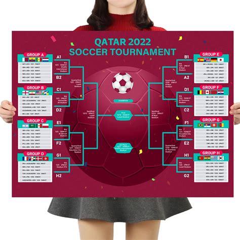 Buy Qatar 2022 World Soccer Football Cup Game Wall Chart Poster - World ...