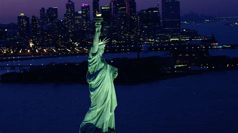 New York Statue Of Liberty Skyline At Night