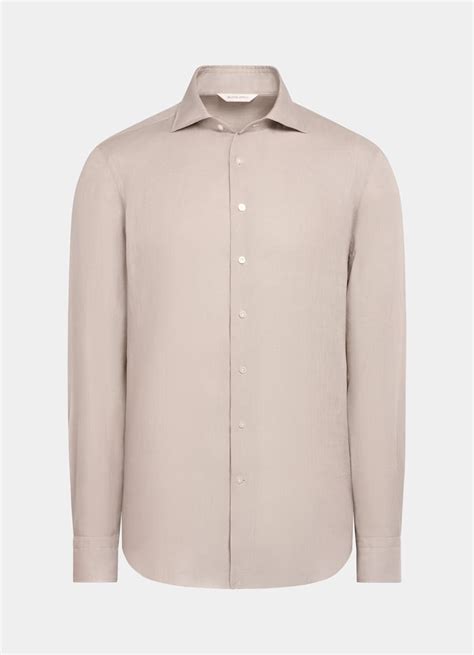 Taupe Linen Shirt in Pure Linen | SUITSUPPLY