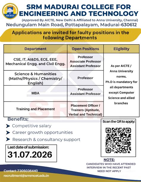 Admission Eligibility | How to Apply – SRM MCET, Madurai