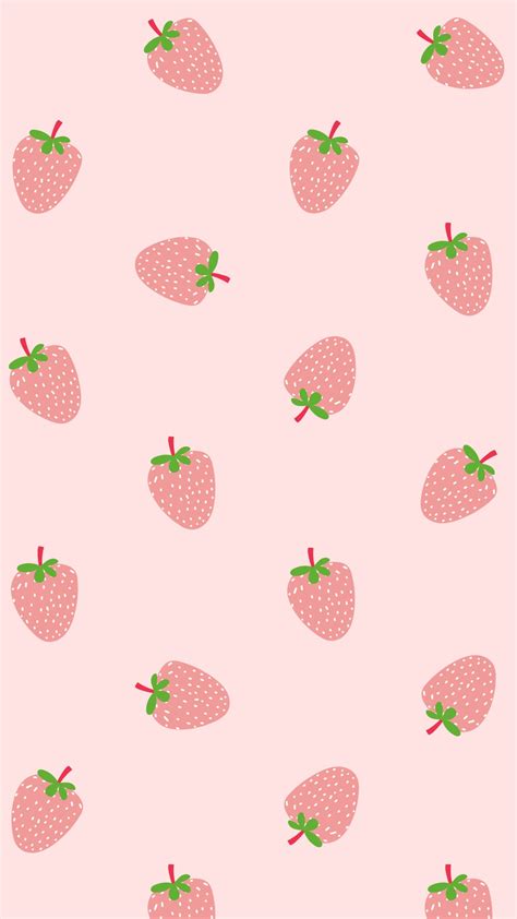 Cute Pink Strawberry Kawaii iPhone Lock Screen | Pink Aesthetic ...