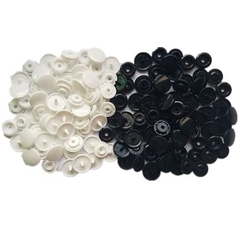 Snaps 200 Sets White & Black Snaps Size 20 (1/2 Inch) Plastic Snaps ...