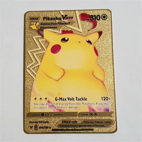 Pikachu Vmax Gold Pokemon Card Tarjeta de metal | Etsy