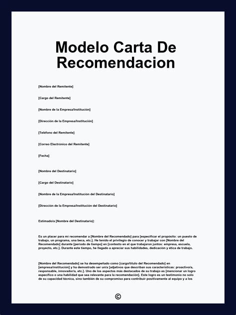 Modelo De Una Carta De Recomendacion Personal