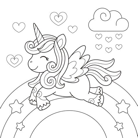 Kawaii Unicorn Colouring Pages