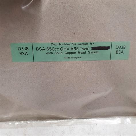 Decoke Engine Gasket Set BSA 650cc OHV A65 Twin with solid copper head ...