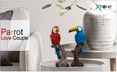 Buy Xtore Parrot Love Couple Vastu Bird Figurine Showpiece Sitting on ...