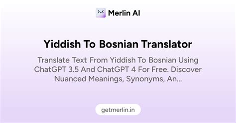 Yiddish to Bosnian Translator