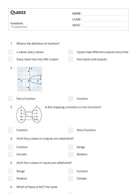 50+ functions worksheets for 12th Class on Quizizz | Free & Printable