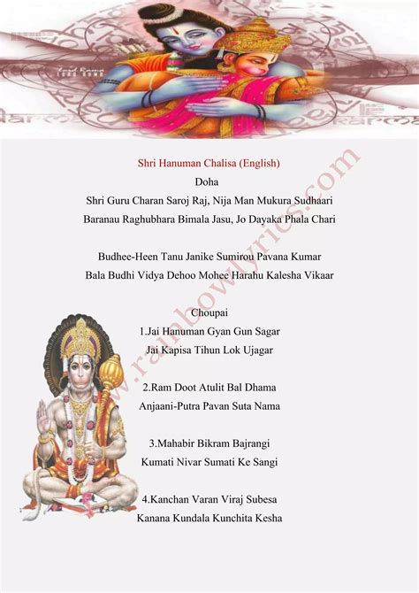 Lord Hanuman Chalisa In English Hanuman Chalisa With English Lyrics