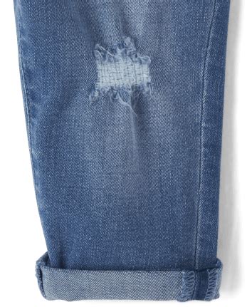 Toddler Girls Distressed Roll Cuff Girlfriend Jeans - BLUE | The ...