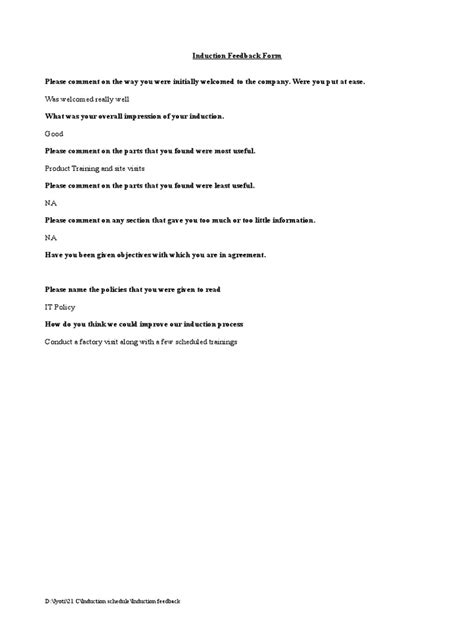 Image result for Induction Program. Feedback Form
