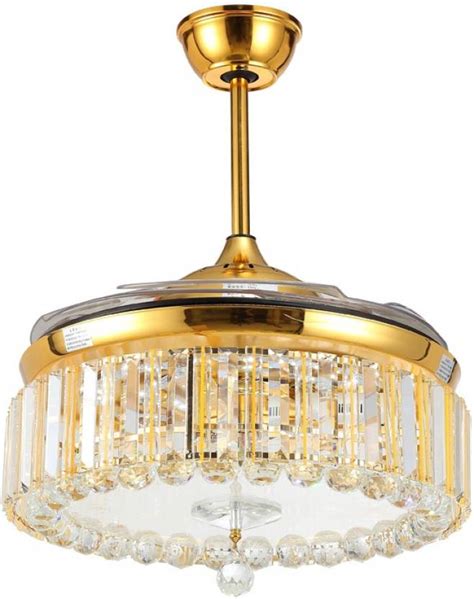 Urbancart 42 Inch Crystal Chandelier Ceiling Fan with LED Lights and 4 ...