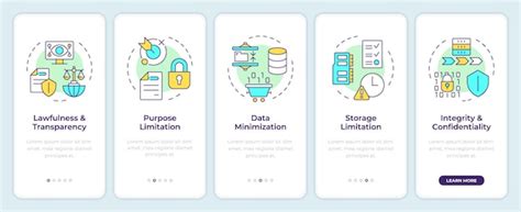 Gdpr principles onboarding mobile app screen | Premium Vector