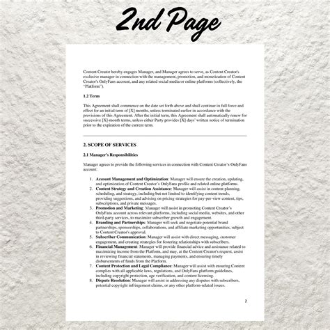 Onlyfans Management Contract Template: Editable Legal Agreement (PDF & Word) - Etsy