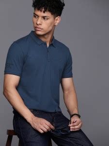 Louis Philippe Sport Solid Men Polo Neck Navy Blue T-Shirt - Buy Louis ...