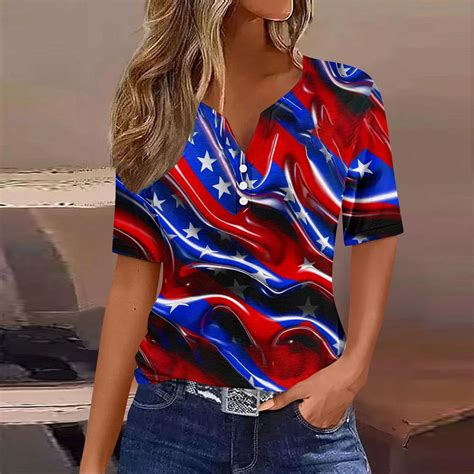 Red White and Blue Blouse for Women American Flag Shirts for Women Red ...