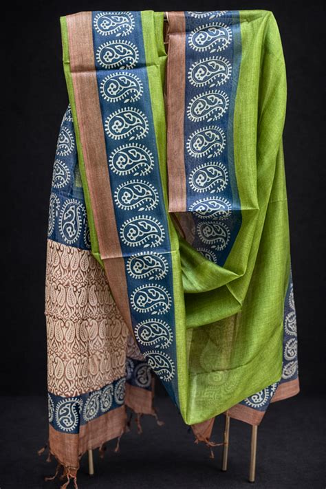 Hand Block Print Kosa Silk Dupattas | Nature-Inspired Pure Kosa ...