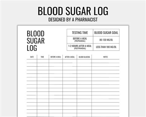 Blood Sugar Log Printable - UK Printable Hub