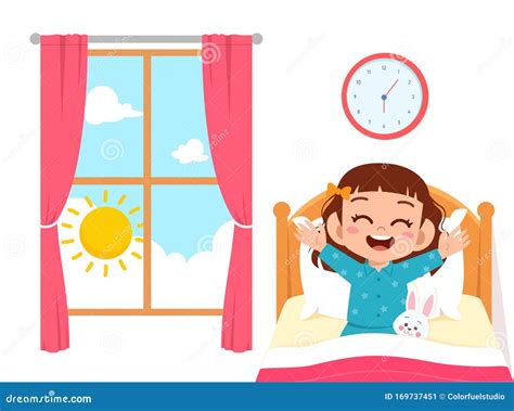 Girl Waking Up Early Clipart