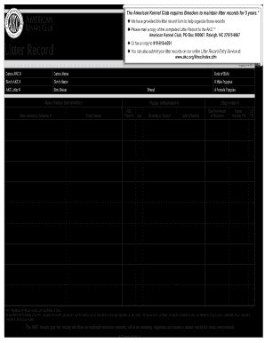 AKC Litter Record - Fill and Sign Printable Template Online