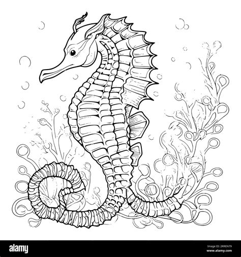 Realistic Seahorse Coloring Page
