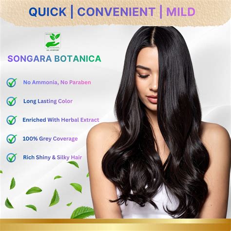 Songara Botanica Hair Coloring Shampoo- Natural Black, No Ammonia, No ...