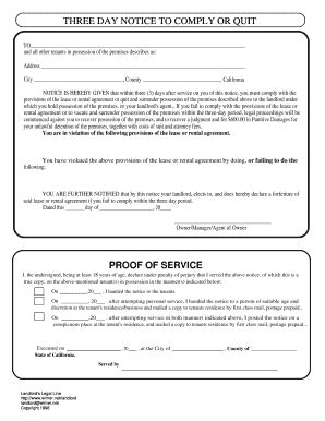 3 Day Notice To Cure Or Quit California Pdf - Fill Online, Printable ...