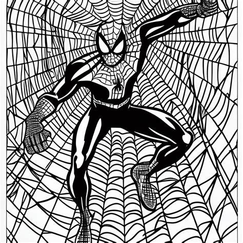 SpiderMan Coloring Page Black and White Illustration Hyper Realistic ...