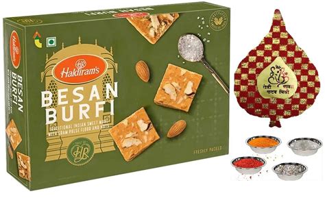 Haldiram Bhai Dooj Tikka with Badam Besan Barfi Sweet Mithai Box for ...