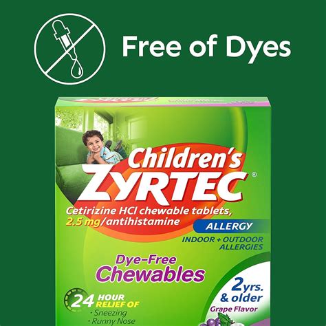 Zyrtec Children's 24 Hour Allergy Grape Chewables - 2.5mg Cetirizine ...