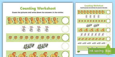 The Lion And The Mouse Counting Sheet