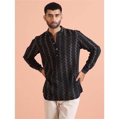 Buy KISAH Men Black Short Kurta Online